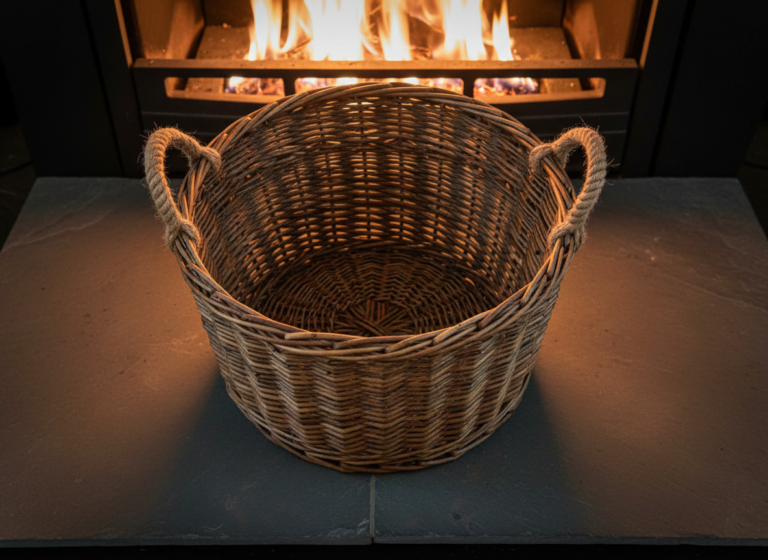 Close-up of traditional willow basket weave