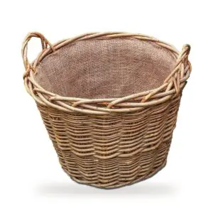 Baslow Large Willow Log Basket | Hessian Lined & Handled